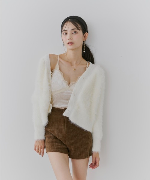 TITTY&CO.（ティティーアンドコー）の「レースキャミソール(カップ付き)（キャミソール・レディース・ブラウン/アイボリー/ブラック・FREE）」の4枚目の写真