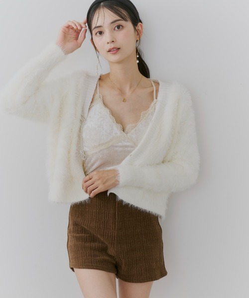 TITTY&CO.（ティティーアンドコー）の「レースキャミソール(カップ付き)（キャミソール・レディース・ブラウン/アイボリー/ブラック・FREE）」の5枚目の写真