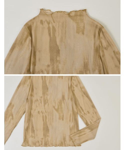 Re:EDIT(リエディ)の「シアーマーブル柄ハイネックトップス(Tシャツ/カットソー・レディース・グレー/ベージュ・MEDIUM/LARGE)」の9枚目の写真