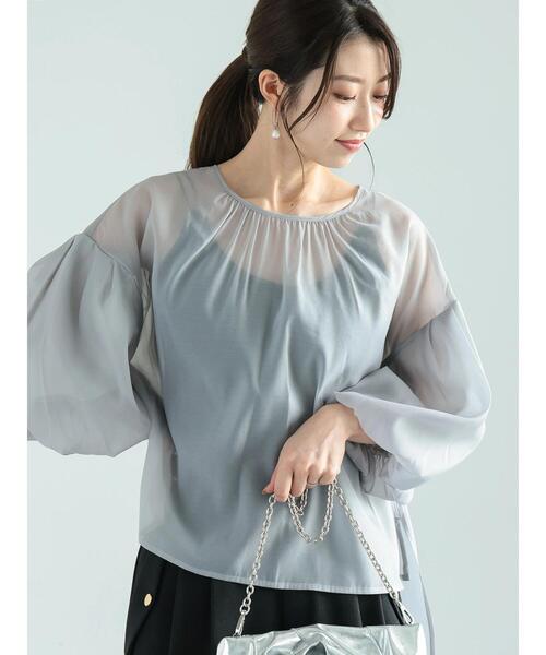 Te chichi(テチチ)の「シアーバルーンスリーブブラウス(シャツ/ブラウス・レディース・グレー/ブラウン/ベージュ・F)」の2枚目の写真