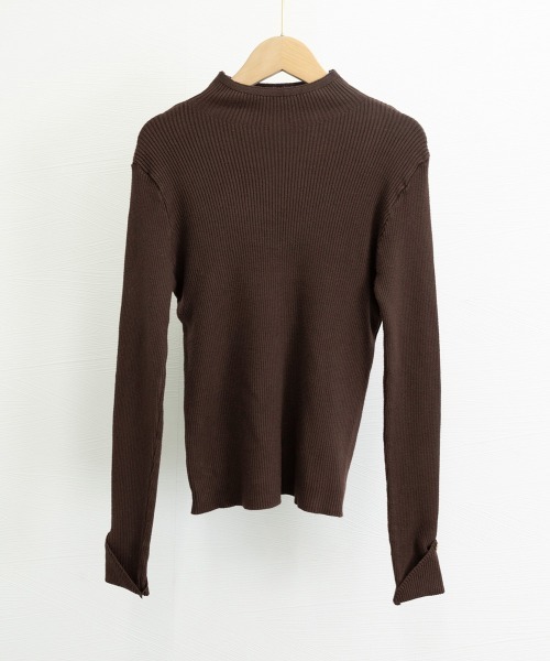 Miniministore（ミニミニストア）の「プチハイネックニットトップス 袖口ボタン（ニット/セーター・レディース・アイボリー/ブラック/カーキ/ブラウン/ベージュ・FREE）」の19枚目の写真