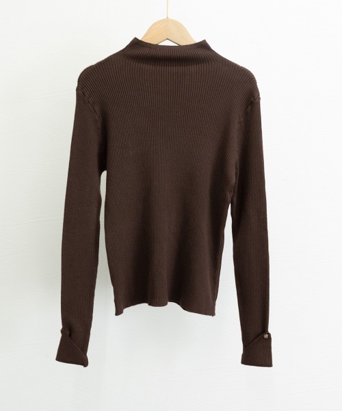 Miniministore（ミニミニストア）の「プチハイネックニットトップス 袖口ボタン（ニット/セーター・レディース・アイボリー/ブラック/カーキ/ブラウン/ベージュ・FREE）」の20枚目の写真