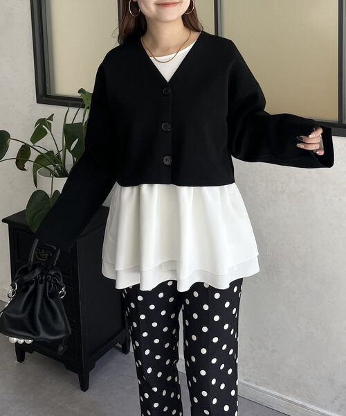 バックメタルレイヤードペプラムロンT（Tシャツ/カットソー