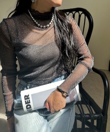 ULEULA | ラメチュールハイネックカットソー(Tシャツ/カットソー)