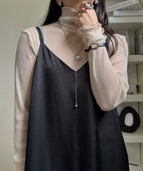 ULEULA（ウルア）の「ラメチュールハイネックカットソー（Tシャツ/カットソー・レディース・アイボリー/グレー/ブラック・FREE）」の6枚目の写真