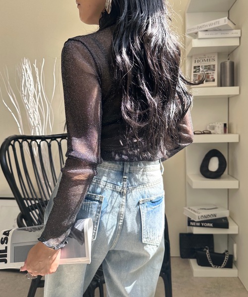 ULEULA（ウルア）の「ラメチュールハイネックカットソー（Tシャツ/カットソー・レディース・アイボリー/グレー/ブラック・FREE）」の17枚目の写真