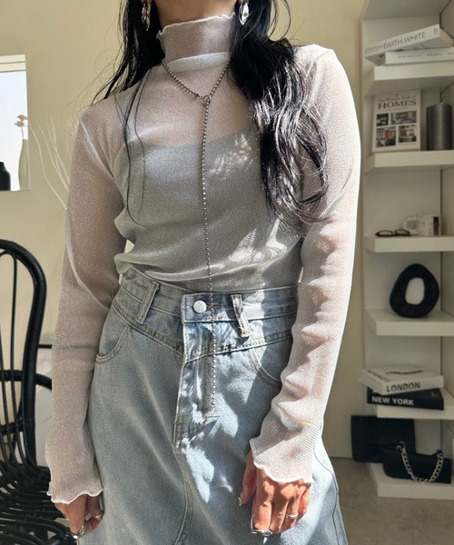 ULEULA（ウルア）の「ラメチュールハイネックカットソー（Tシャツ/カットソー・レディース・アイボリー/グレー/ブラック・FREE）」の21枚目の写真