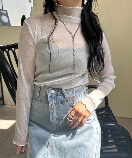 ULEULA（ウルア）の「ラメチュールハイネックカットソー（Tシャツ/カットソー・レディース・アイボリー/グレー/ブラック・FREE）」の22枚目の写真