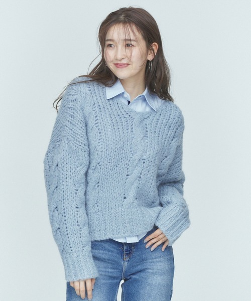 BLUE×PALANG（ブルーパラン）の「【ZOZOTOWN限定】CABLE BIG KNIT（ニット/セーター・レディース・ブルー・FREE）」の5枚目の写真