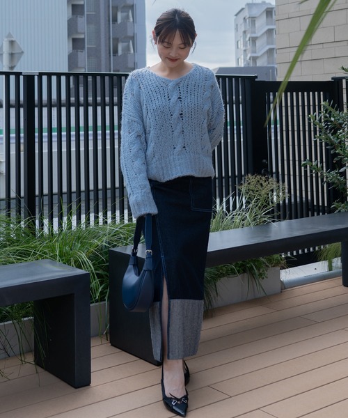 BLUE×PALANG（ブルーパラン）の「【ZOZOTOWN限定】CABLE BIG KNIT（ニット/セーター・レディース・ブルー・FREE）」の7枚目の写真