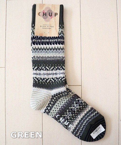 CHUP（チュプ）の「CHUP(チュプ) "WABISABI(ワビサビ)" ソックス　数量限定生産（ソックス/靴下・レディース・ネイビー/グリーン/オートミール/グレー・SMALL/MEDIUM）」の4枚目の写真