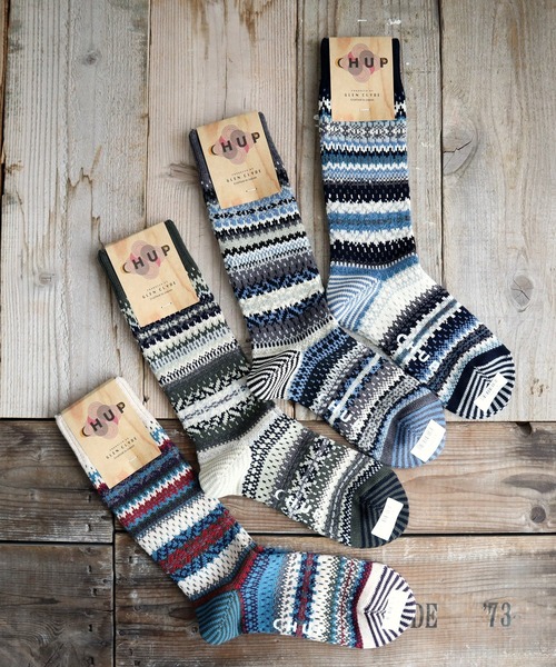 CHUP（チュプ）の「CHUP(チュプ) "WABISABI(ワビサビ)" ソックス　数量限定生産（ソックス/靴下・レディース・ネイビー/グリーン/オートミール/グレー・SMALL/MEDIUM）」の5枚目の写真