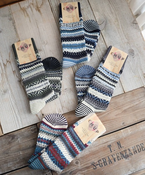 CHUP（チュプ）の「CHUP(チュプ) "WABISABI(ワビサビ)" ソックス　数量限定生産（ソックス/靴下・レディース・ネイビー/グリーン/オートミール/グレー・SMALL/MEDIUM）」の7枚目の写真
