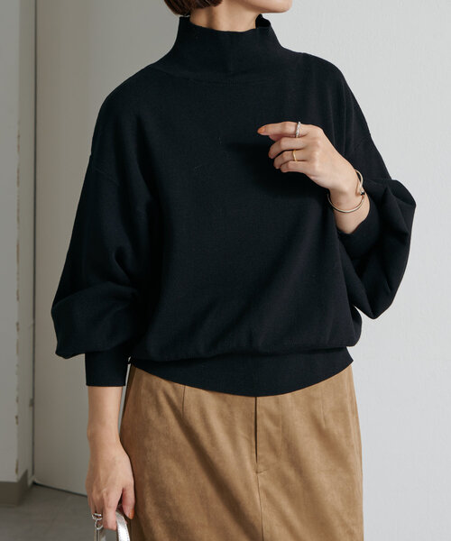 【セール】総針タートルボリュームスリーブニット（ニット/セーター）｜Omekashi（オメカシ）