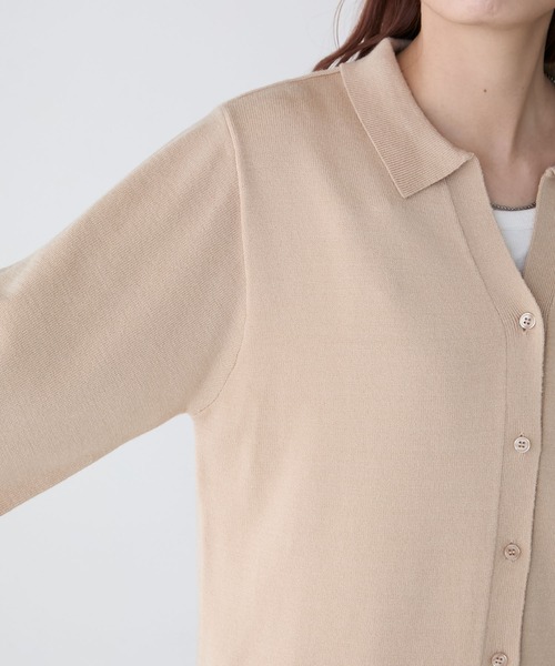 BONLECILL(ボンルシール)の「【2025SS新作】【至福のカヌレニット】配色オープンカラーニットカーディガン(カーディガン/ボレロ・レディース・ベージュ/ネイビー/アイボリー/チェリーレッド・FREE)」の12枚目の写真