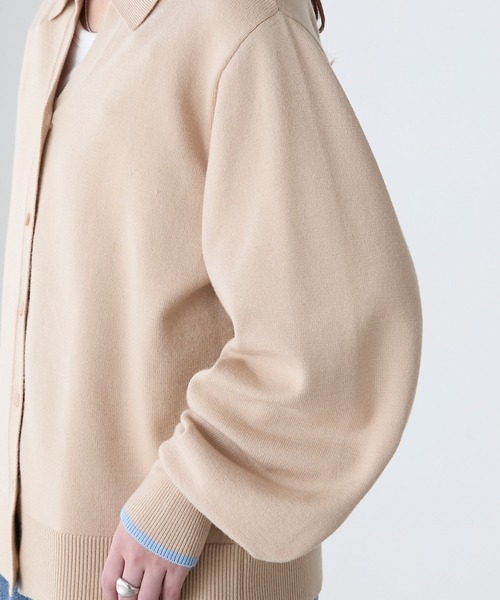 BONLECILL(ボンルシール)の「【2025SS新作】【至福のカヌレニット】配色オープンカラーニットカーディガン(カーディガン/ボレロ・レディース・ベージュ/ネイビー/アイボリー/チェリーレッド・FREE)」の13枚目の写真