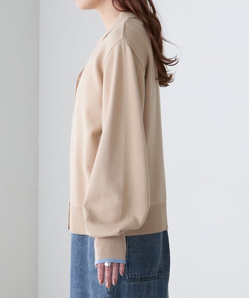 BONLECILL(ボンルシール)の「【2025SS新作】【至福のカヌレニット】配色オープンカラーニットカーディガン(カーディガン/ボレロ・レディース・ベージュ/ネイビー/アイボリー/チェリーレッド・FREE)」の17枚目の写真