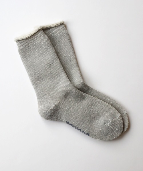 TAWARA（タワラ）の「ふわふわ裏起毛パイル クルーソックス（ソックス/靴下・レディース・アイボリー/グレー/ブルー/モスグリーン/レンガ/イエロー・S）」の2枚目の写真