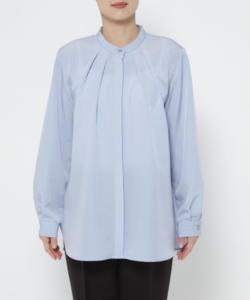 LEPSIM（レプシィム）の「【入卒式／セレモニー】バンドカラーブラウスチュニック　209213（シャツ/ブラウス・レディース・オフホワイト/ブルー・FREE）」の3枚目の写真