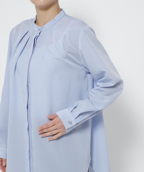 LEPSIM（レプシィム）の「【入卒式／セレモニー】バンドカラーブラウスチュニック　209213（シャツ/ブラウス・レディース・オフホワイト/ブルー・FREE）」の7枚目の写真