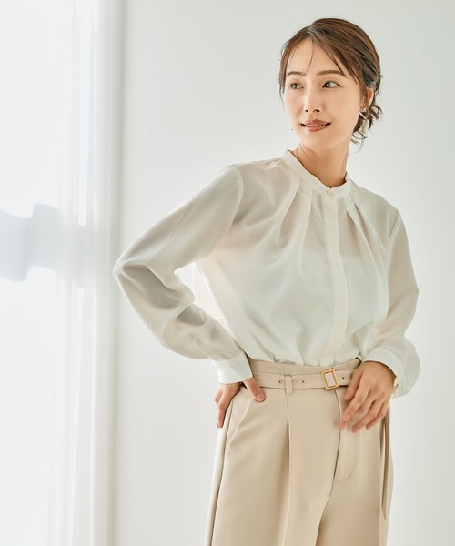 LEPSIM（レプシィム）の「【入卒式／セレモニー】バンドカラーブラウスチュニック　209213（シャツ/ブラウス・レディース・オフホワイト/ブルー・FREE）」の15枚目の写真