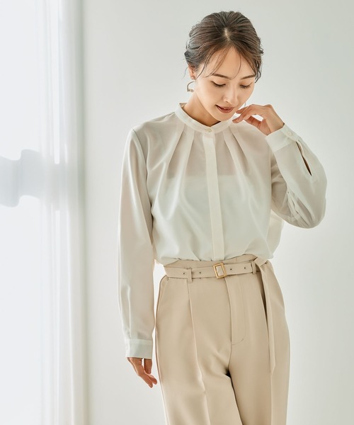 LEPSIM（レプシィム）の「【入卒式／セレモニー】バンドカラーブラウスチュニック　209213（シャツ/ブラウス・レディース・オフホワイト/ブルー・FREE）」の16枚目の写真