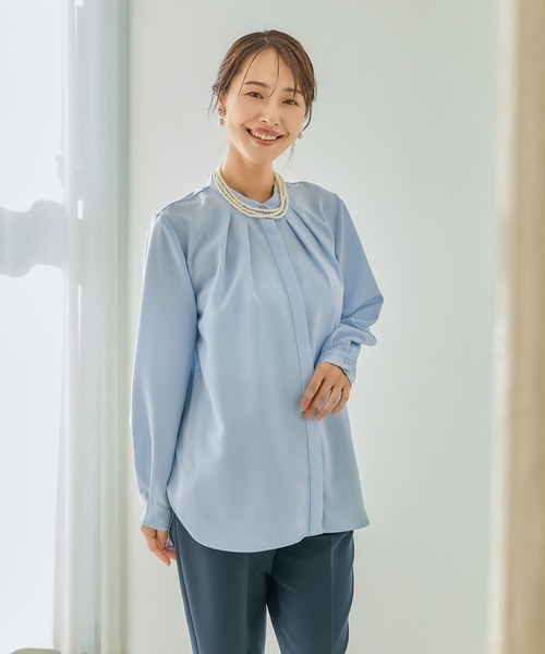 LEPSIM（レプシィム）の「【入卒式／セレモニー】バンドカラーブラウスチュニック　209213（シャツ/ブラウス・レディース・オフホワイト/ブルー・FREE）」の19枚目の写真