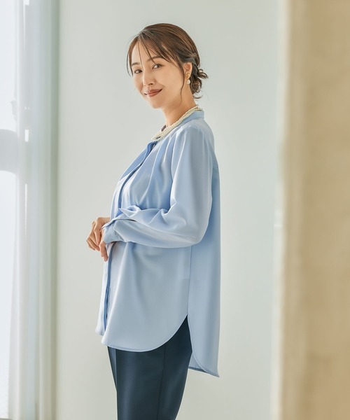 LEPSIM（レプシィム）の「【入卒式／セレモニー】バンドカラーブラウスチュニック　209213（シャツ/ブラウス・レディース・オフホワイト/ブルー・FREE）」の20枚目の写真