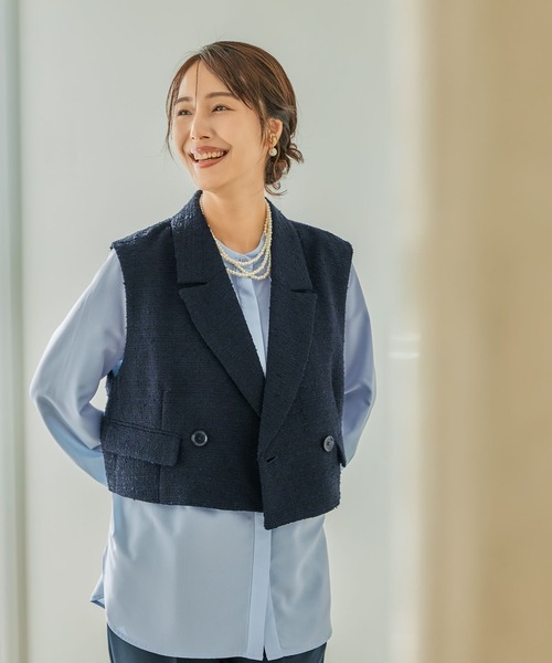 LEPSIM（レプシィム）の「【入卒式／セレモニー】バンドカラーブラウスチュニック　209213（シャツ/ブラウス・レディース・オフホワイト/ブルー・FREE）」の22枚目の写真