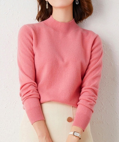 Miniministore(ミニミニストア)の「プチハイネックニットトップス レディース(ニット/セーター・レディース・オレンジ/ライトピンク/アイボリー/ブラック/オフホワイト/モカ/ライトグリーン/ピンク/グレー・FREE)」の7枚目の写真