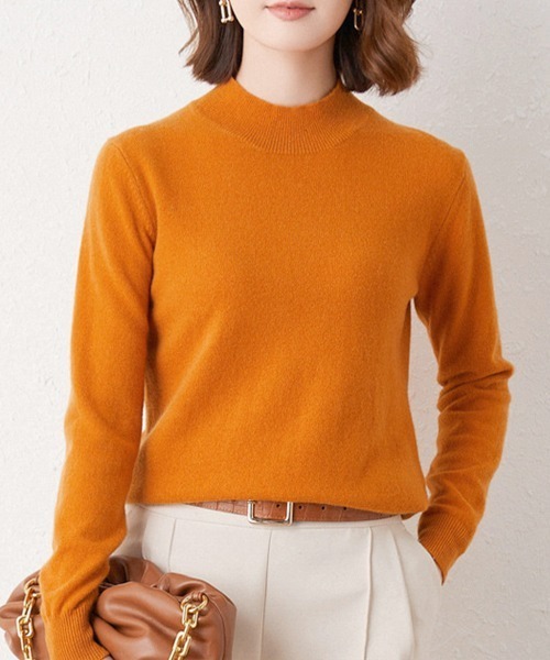 Miniministore(ミニミニストア)の「プチハイネックニットトップス レディース(ニット/セーター・レディース・オレンジ/ライトピンク/アイボリー/ブラック/オフホワイト/モカ/ライトグリーン/ピンク/グレー・FREE)」の9枚目の写真