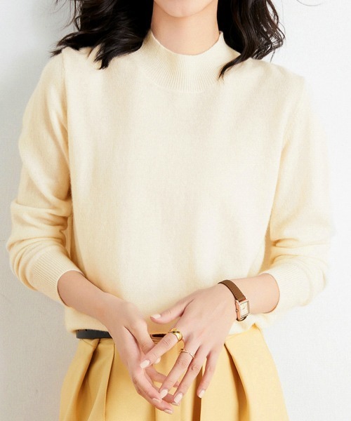 Miniministore(ミニミニストア)の「プチハイネックニットトップス レディース(ニット/セーター・レディース・オレンジ/ライトピンク/アイボリー/ブラック/オフホワイト/モカ/ライトグリーン/ピンク/グレー・FREE)」の3枚目の写真