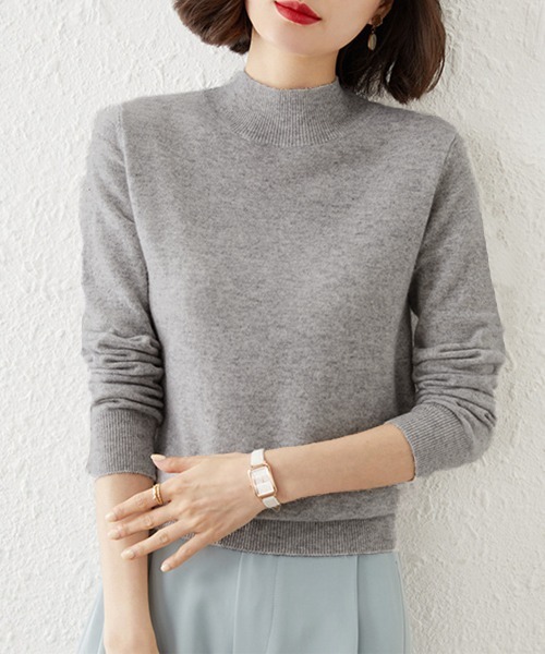 Miniministore(ミニミニストア)の「プチハイネックニットトップス レディース(ニット/セーター・レディース・オレンジ/ライトピンク/アイボリー/ブラック/オフホワイト/モカ/ライトグリーン/ピンク/グレー・FREE)」の20枚目の写真