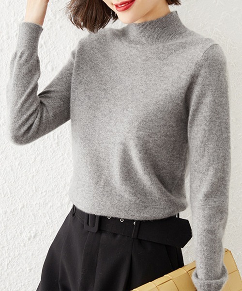 Miniministore(ミニミニストア)の「プチハイネックニットトップス レディース(ニット/セーター・レディース・オレンジ/ライトピンク/アイボリー/ブラック/オフホワイト/モカ/ライトグリーン/ピンク/グレー・FREE)」の21枚目の写真