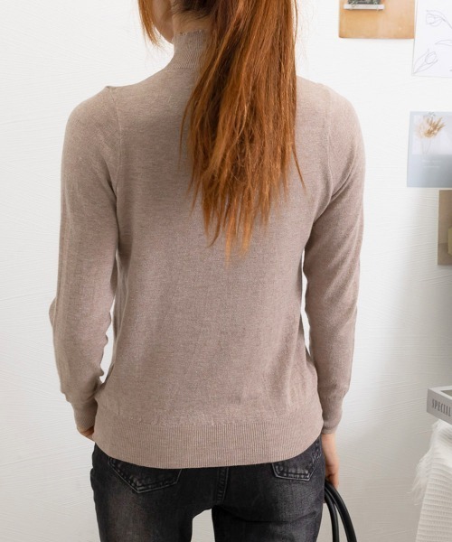 Miniministore(ミニミニストア)の「プチハイネックニットトップス レディース(ニット/セーター・レディース・オレンジ/ライトピンク/アイボリー/ブラック/オフホワイト/モカ/ライトグリーン/ピンク/グレー・FREE)」の10枚目の写真