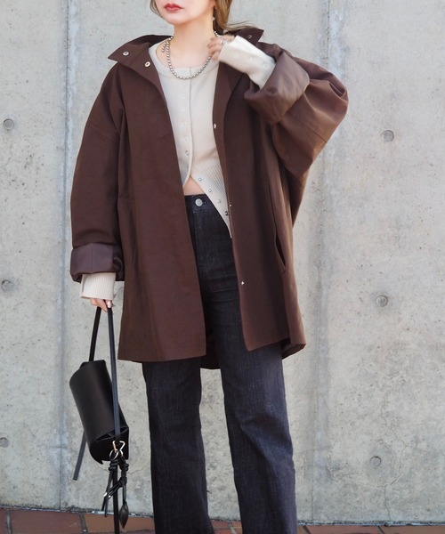 セール】stand neck drop shoulder jacket /スタンドネック ドロップ