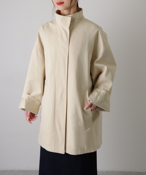 stand neck drop shoulder jacket /スタンドネック ドロップショルダー