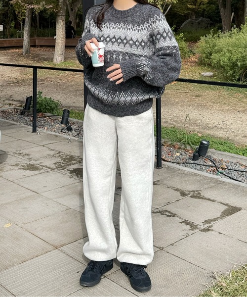 LE MORE（リモア）の「ノルディックニットプルオーバー（ニット/セーター・レディース・グレー/アイボリー・FREE）」の6枚目の写真