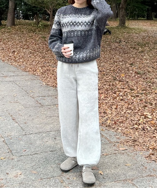 LE MORE（リモア）の「ノルディックニットプルオーバー（ニット/セーター・レディース・グレー/アイボリー・FREE）」の4枚目の写真