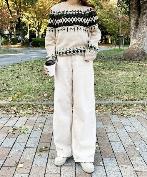 LE MORE（リモア）の「ノルディックニットプルオーバー（ニット/セーター・レディース・グレー/アイボリー・FREE）」の14枚目の写真