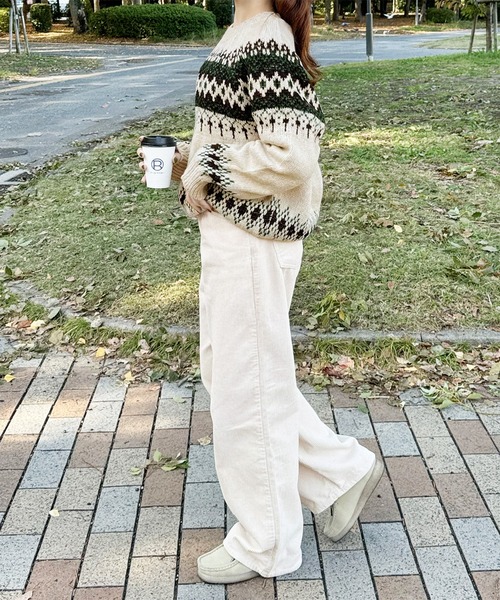 LE MORE（リモア）の「ノルディックニットプルオーバー（ニット/セーター・レディース・グレー/アイボリー・FREE）」の16枚目の写真