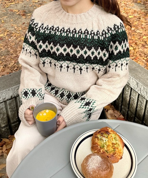 LE MORE（リモア）の「ノルディックニットプルオーバー（ニット/セーター・レディース・グレー/アイボリー・FREE）」の18枚目の写真