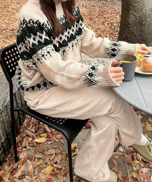 LE MORE（リモア）の「ノルディックニットプルオーバー（ニット/セーター・レディース・グレー/アイボリー・FREE）」の19枚目の写真