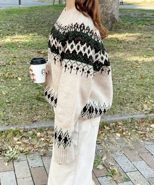 LE MORE（リモア）の「ノルディックニットプルオーバー（ニット/セーター・レディース・グレー/アイボリー・FREE）」の21枚目の写真