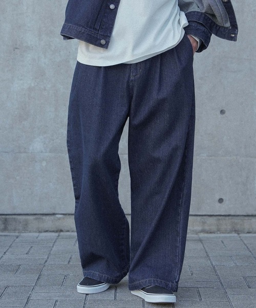 MDR(エムディアール)の「ツータックデニムワイドシルエットパンツ【セットアップ対応】(デニムパンツ・メンズ・ブルー/ブラック・M/L)」の9枚目の写真