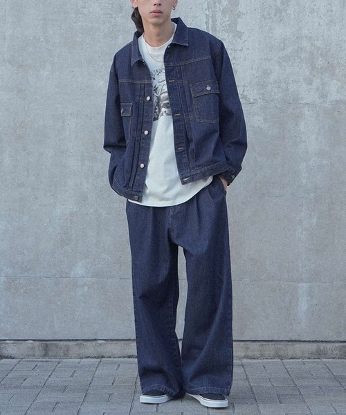 MDR(エムディアール)の「ツータックデニムワイドシルエットパンツ【セットアップ対応】(デニムパンツ・メンズ・ブルー/ブラック・M/L)」の13枚目の写真