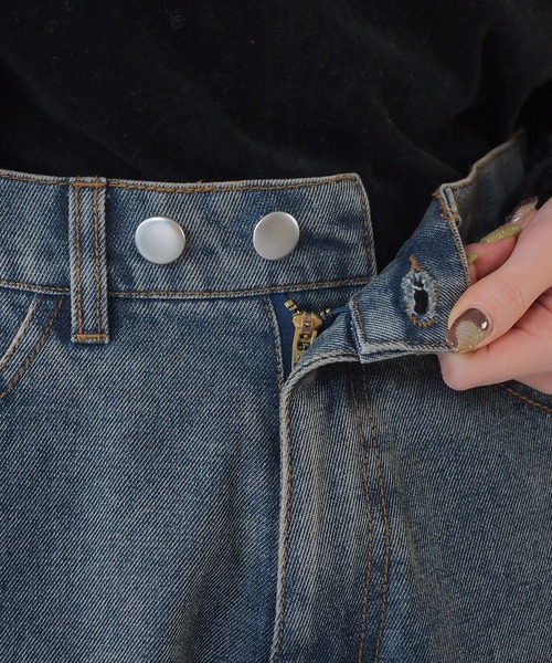 tiptop（ティップトップ）の「【ZOZO限定アイテム/サイズ展開あり】ウエスト調整ボタン付きワイドパンツ（デニムパンツ・レディース・ブラック/ブルー・S/M）」の10枚目の写真