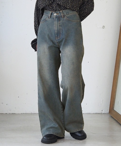 tiptop（ティップトップ）の「【ZOZO限定アイテム/サイズ展開あり】ウエスト調整ボタン付きワイドパンツ（デニムパンツ・レディース・ブラック/ブルー・S/M）」の21枚目の写真