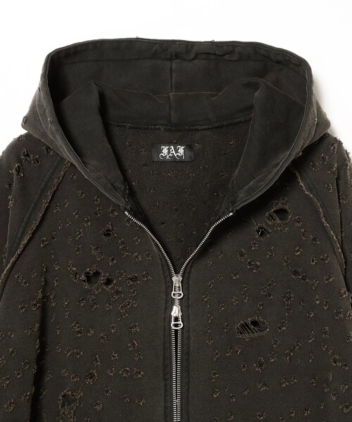 FAF(フェイク アス フラワーズ)の「FAF(Fake As Flowers) / Dameged Zipup Hoodie(スウェット・メンズ・ブラック・M/L/S)」の3枚目の写真