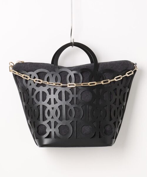 ANITA BILARDI(アニタビラルディ)の「【ANITA BILARDI】カットワークレザーバスケットバッグ(Q56323)(トートバッグ・レディース・ブラック・ALL)」の9枚目の写真